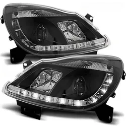 Scheinwerfer LED Tagfahrlicht Optik passend für Opel Corsa D Bj. 06-11 Schwarz