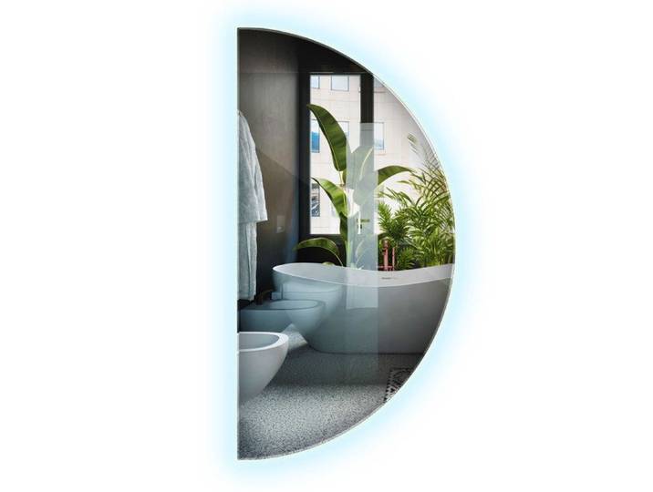 Miroir de salle de bain mural LED semi-circulaire à suspendre 50 cm - lumière froide