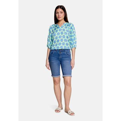 Schlupfbluse CARTOON "Damen mit Raffung", Damen, Gr. 38, grün, blau, Obermaterial: 100% Viskose, lässig geschnitten normal, V-Ausschnitt, Blusen Schlupfbluse