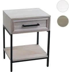 Nachttisch HWC-N91, Kommode Beistelltisch Nachtschrank Schrank, Schublade Shabby-Look Paulownia Holz 59x43x36cm ~ natur