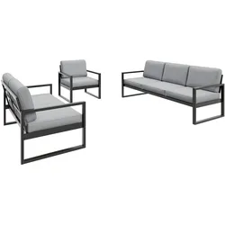 GARTENSET Stella mit Sofas und Sessel, mit Metallrahmen, Hellgrau