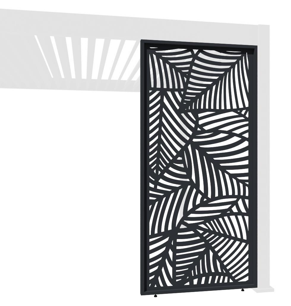 Weide Seitenwand Deko Wand für Pergola Blatt Design Aluminium Anthrazit1.13 Meter