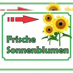 HB-Druck Sonnenblumen Verkaufsschild mit Pfeil rechts Hofladen Verkaufsförderung A3 (297x420mm)