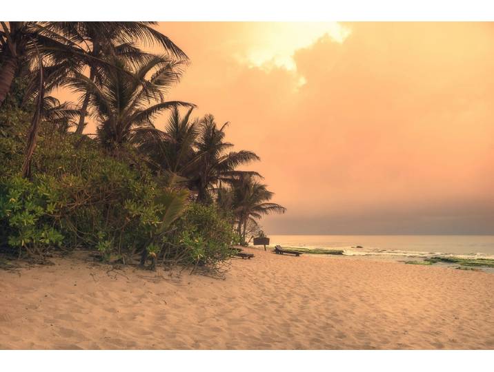 Fototapete PAPERMOON Sri Lanka Tangalle Strand , bunt, B:4m L:2,6m, Vlies, Tapeten, Fototapete