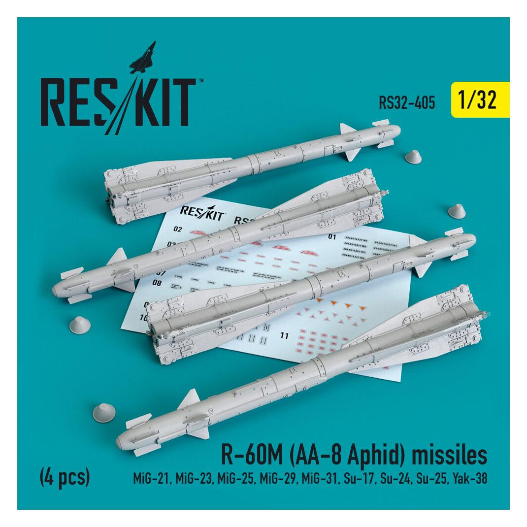 ResKit R-60?? (AA-8 Aphid) missiles (4 pcs) (MiG-21,MiG-23,MiG-25, MiG-29,MiG-31,Su-17,Su-24,Su-25,Yak-38) (RS32-0405)