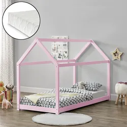 Kinderbett Netstal 90x200 cm Holz Rosa [en.casa]