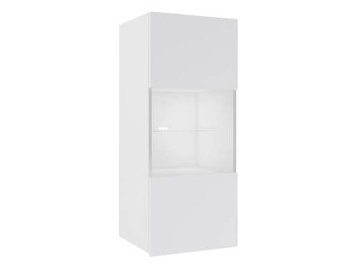 Mirjan24 Hängevitrine Calabrini BR05 (Weiß Hochglanz, weißer LED) Moderne grifflose Wandvitrine mit gehärtetem Glas und Ablagefächern für das Wohnzimmer