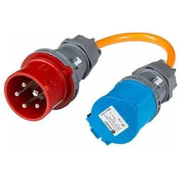 Normrahmen Adapterkabel CEE16/3 - CEE16/5 (0.20 m), Stromkabel, Orange, Blau, Rot
