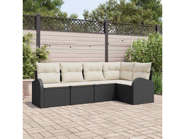 vidaXL Sofa Set 5 stk. Schwarz Polyester