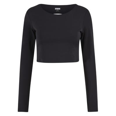 Longsleeve URBAN CLASSICS "Urban Classics Ladies Sports Longsleeve Ladies Sports Longsleeve", Damen, Gr. L, schwarz, 80% Nylon, 20% Elasthan, unifarben, loose fit, Rundhals, Shirts