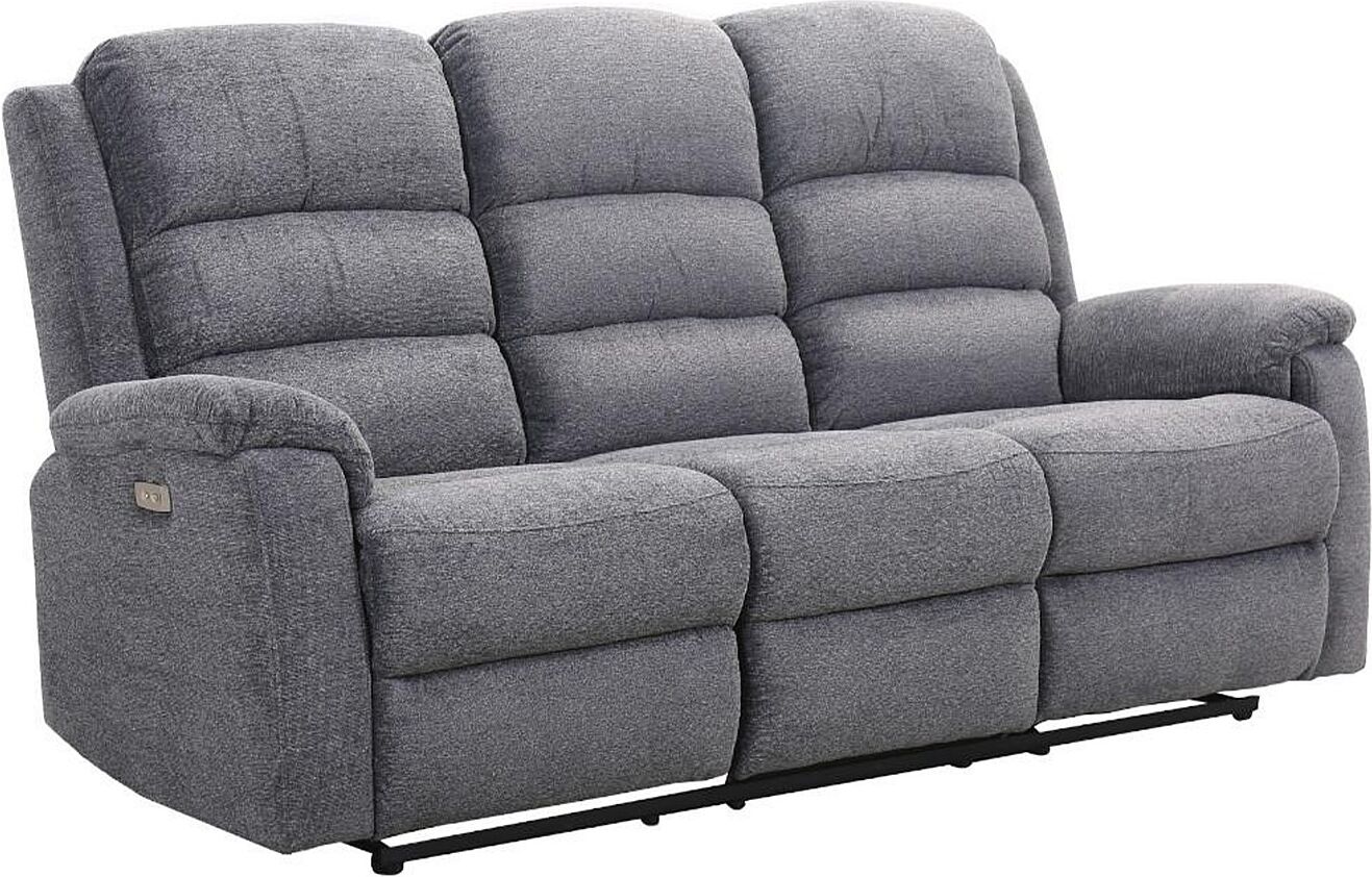 Unique Sofá de 3 plazas relax eléctrico con tableta NEVERS de tela - Gris