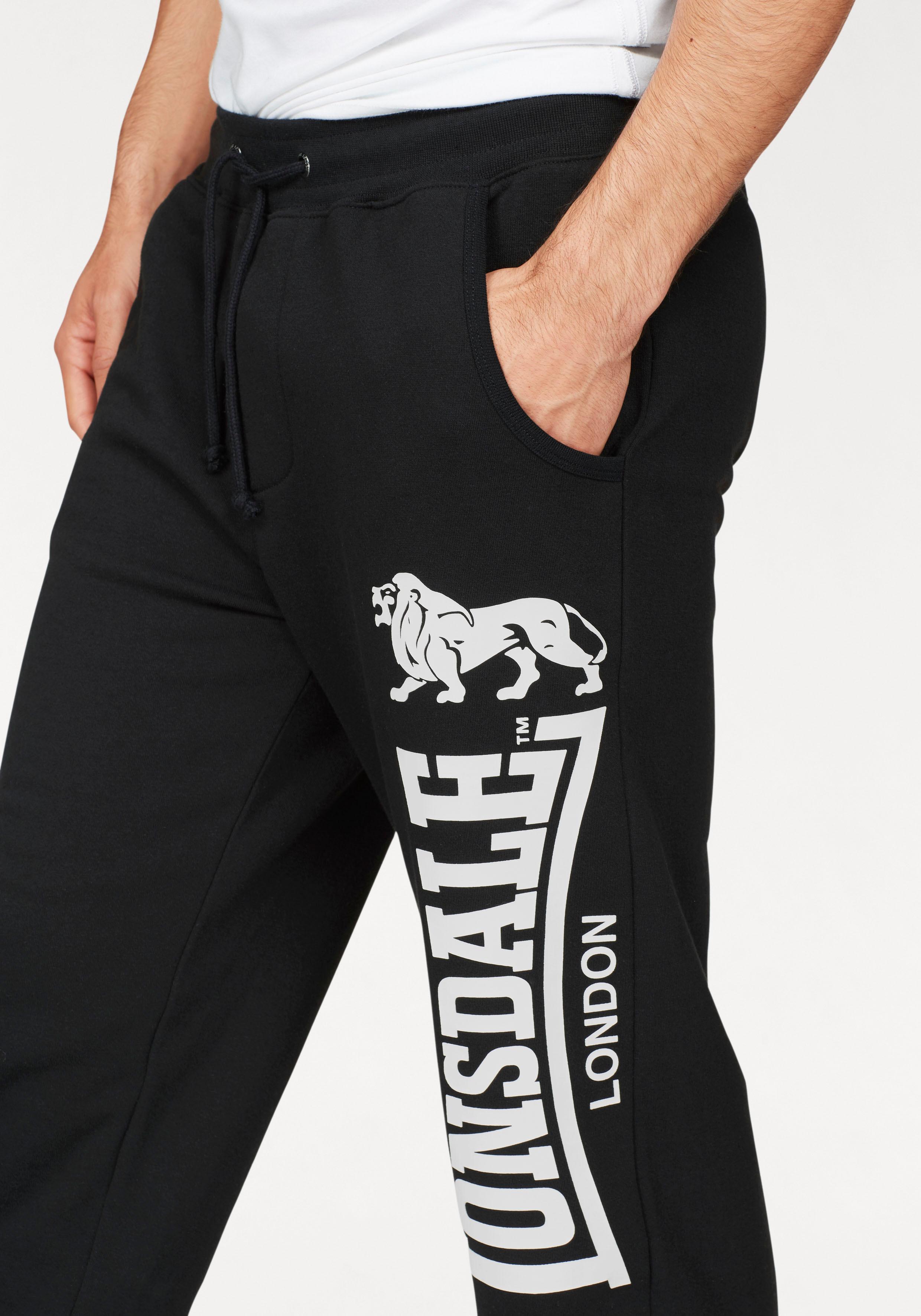 Jogginghose LONSDALE "OCKLE", Herren, Gr. XXXL (56), N-Gr, schwarz, angeraute Sweatware, Obermaterial: 60% Baumwolle, 40% Polyester, unifarben, schmal lang, Hosen Jogginghose, Schmale Passform, atmungsaktiv & 100% Baumwolle schwarz XXXL (56), N-Gr