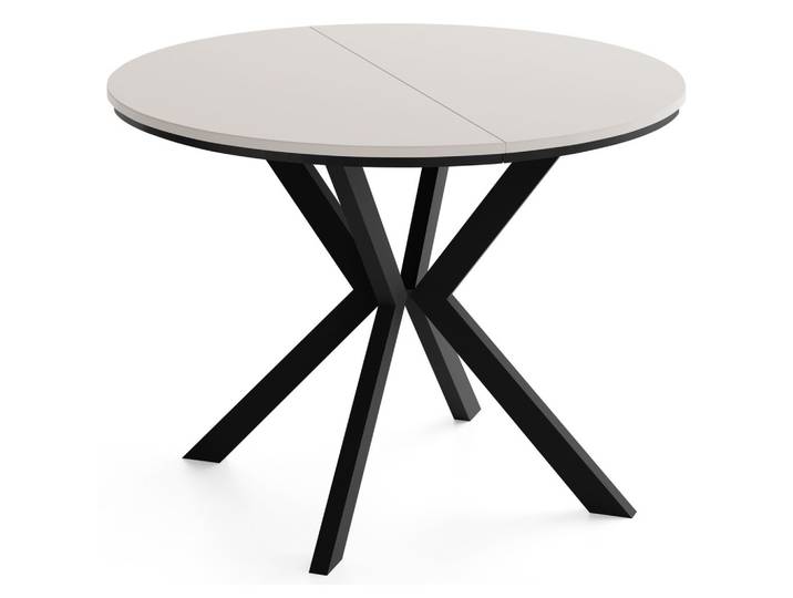 ESSTISCH Valio Neo rund oval ausziehbar verlängerbar mit schwarzen Metallbeinen, Kaschmir 100-140/100/76 cm