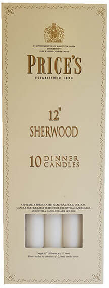 Price's Prices 12 Sherwood Pack Of 10 White Candles