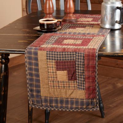 VHC Brands Millsboro Log Cabin Block Quilted Runner