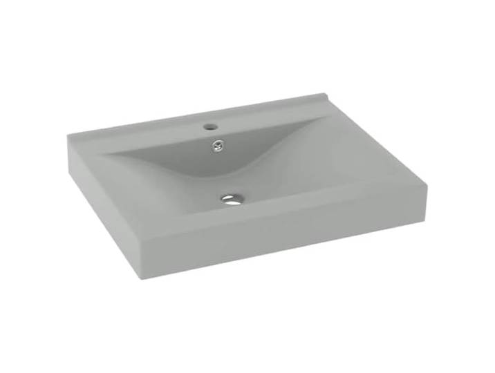 vidaXL Lavabo avec trou de robinet Gris clair mat 60x46 cm Céramique