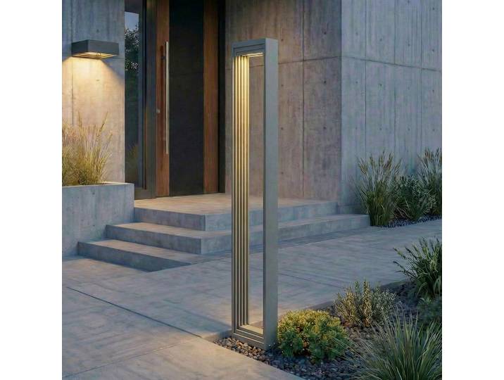 Bornes lumineuses LED Ashkan, hauteur 80 cm, anthracite, IP65 - Lucande - Moderne - Métal - Angulaire