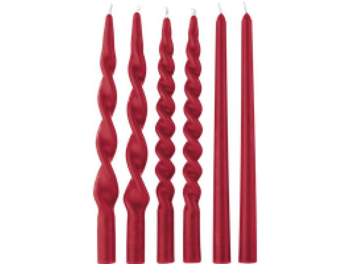 LIVARNO® Bougies coniques torsadées, 6 pièces (rouge)