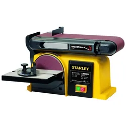 Tischschleifmaschine 370W Scheibe 150mm Abrasiv 100x914mm Gussbasis kippsicher Schleifen Polieren Holz & Metall Stanley