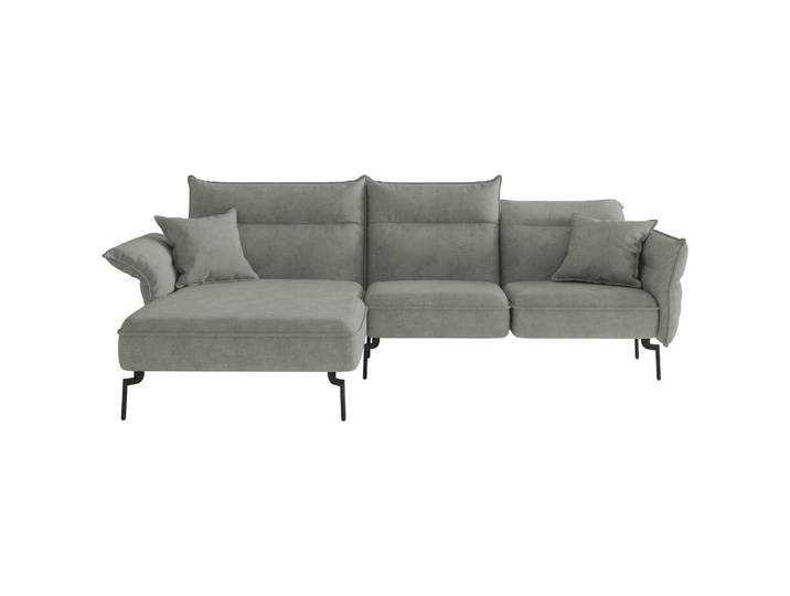 Livetastic Ecksofa Jakarta, Grau, Metall, 3-Sitzer, Füllung: Daunen, Silikon,Silikon, Ottomane links, L-Form, 265x185 cm, Made in EU, planbar, Rücken echt, individuell planbar, Wohnzimmer, Sofas & Couches, Wohnlandschaften, Ecksofas