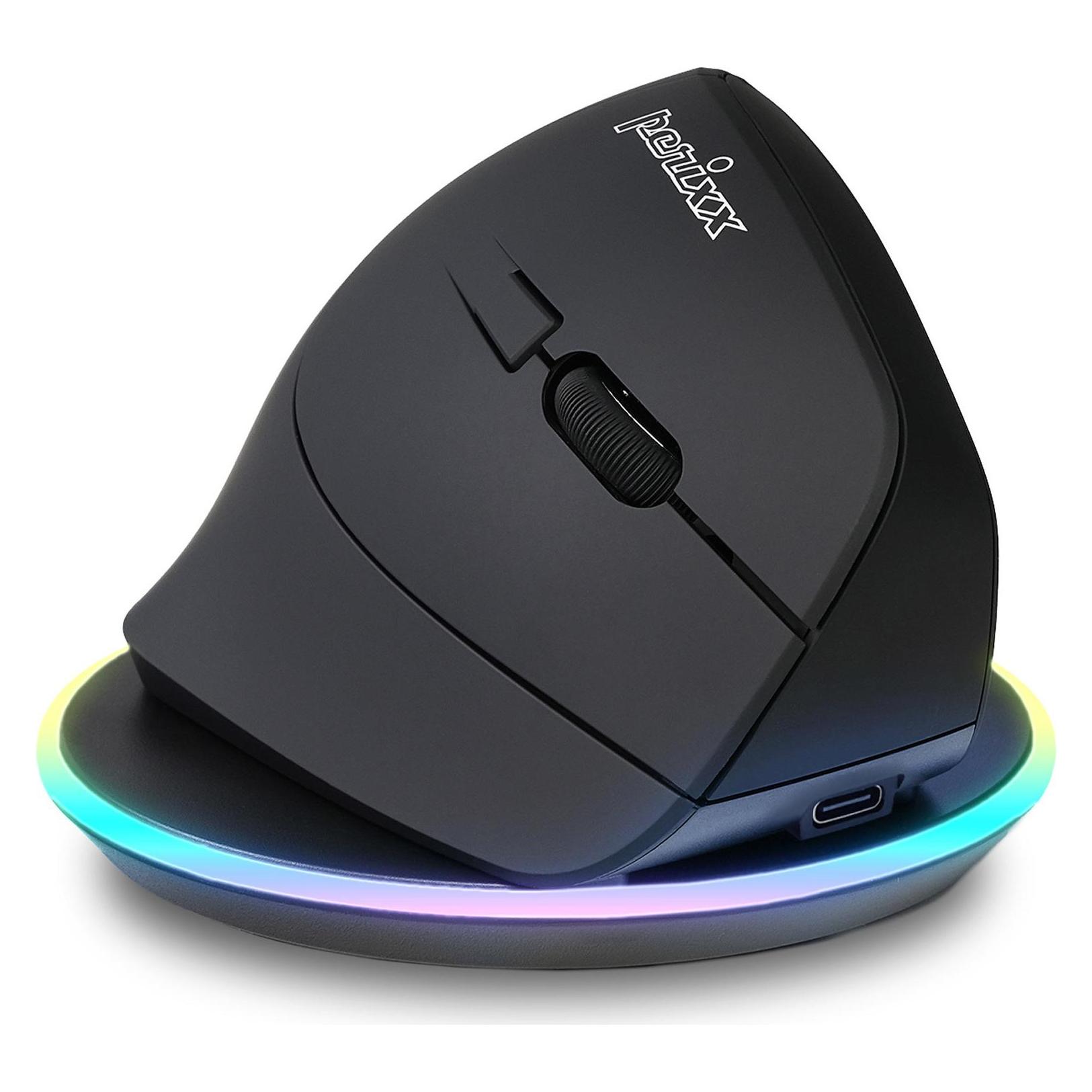 Perixx Wireless Duo-Rechargeable Ergonomic Vertical Mouse with Charging Pad (Kabellos) (PERIMICE-715 RX)