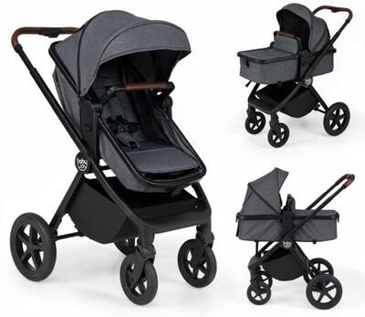 Costway 3-in-1 Convertible High Landscape Bassinet Stroller with Reversible Seat-Gray