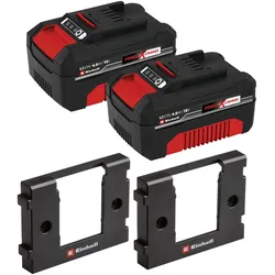 Einhell, Werkzeugakku + Ladegerät, Akku-Set PXC 4 Ah, 18 V, 2 Stück + Akku-Wandhalterung (18 V)