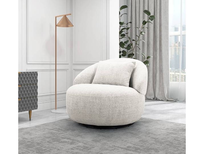 Fauteuil VALILIE Gris/Gris clair Tissu structuré Alara 95 x 75 x 96cm