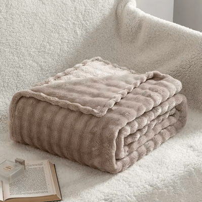 Inspire Curations Sage Green Fleece Bubble Throw Blanket paopao Khaki 150x200cm