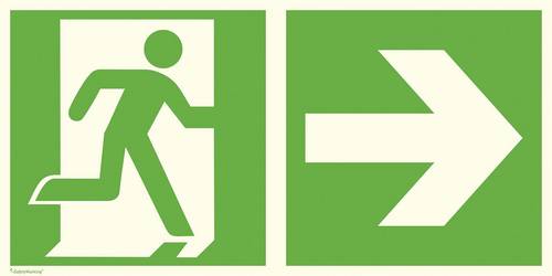 SafetyMarking Fluchtwegschild Folie Notausgang rechts, Richtungsangabe rechts 38.0087 (B x H) 400mm x 200mm ISO 7010 1St.