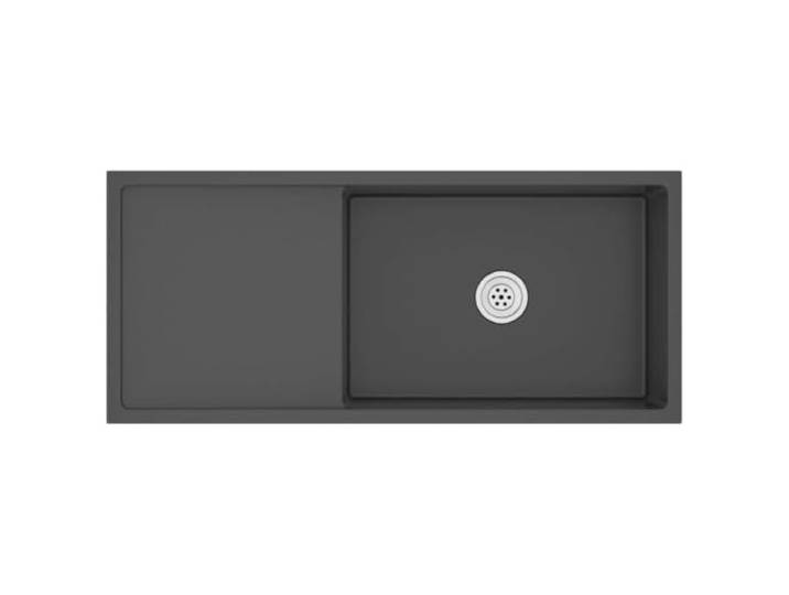 Küchenspüle, handgefertigt, Schwarz, aus Edelstahl, mit Abtropffläche Zeitgenössisches Design, satinierte Oberfläche, X-Rahmen, schneller Abfluss, schalldicht, Untertischmontage, Unterputz