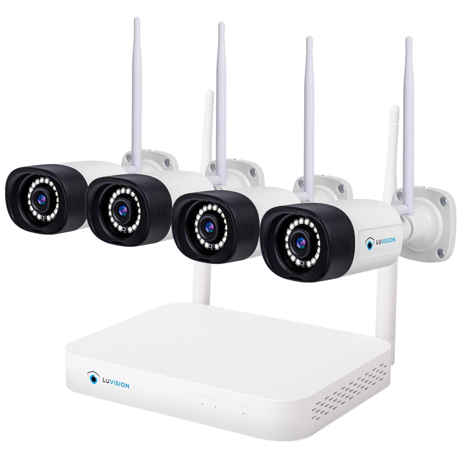 LUVISION WLAN Funk Video Überwachungssystem KI NVR 5MP Nachtsicht Farbe Mikrofon Wifi6
