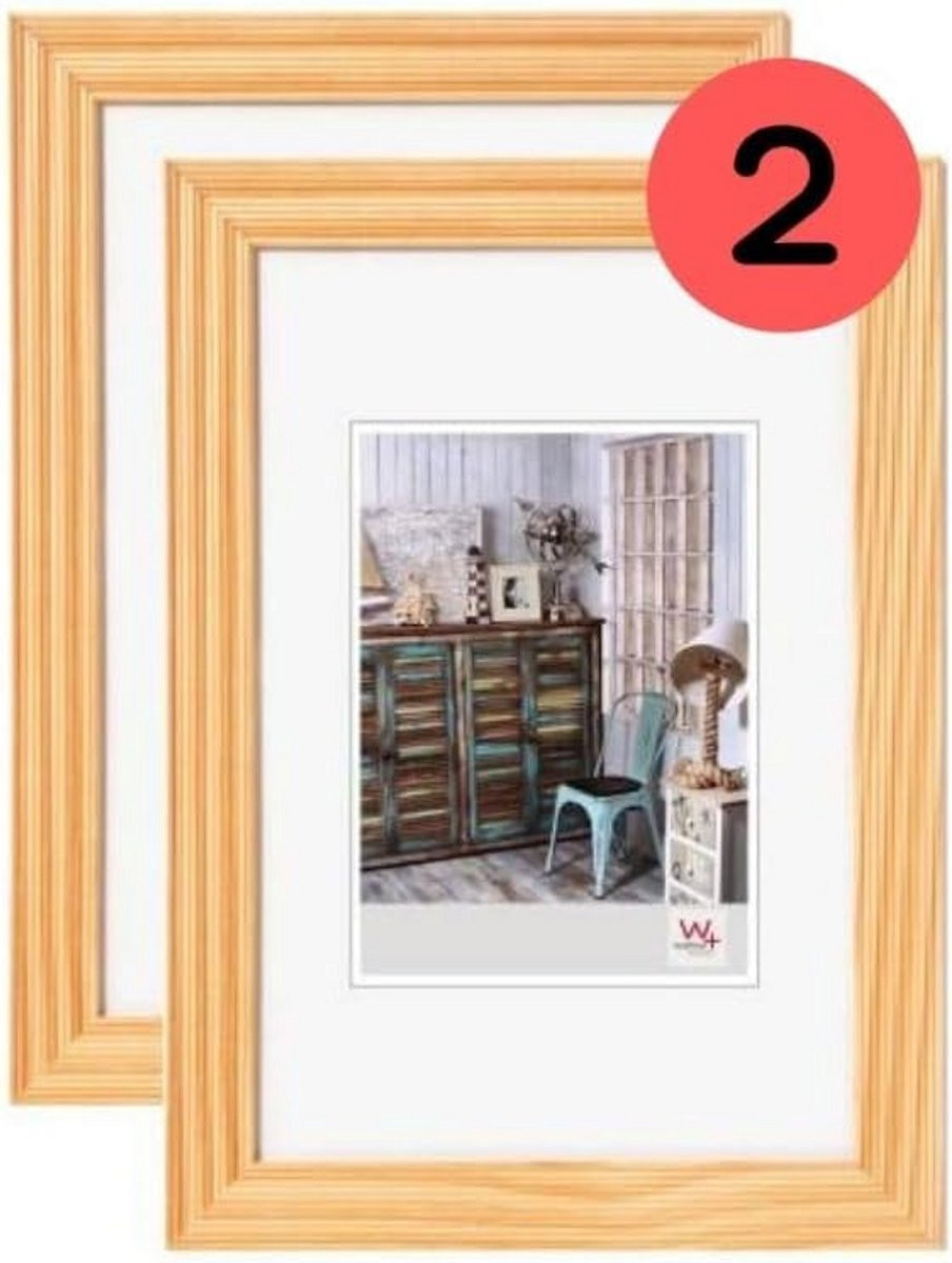 Set van 2 Natuurlijke Houten Fotolijsten voor Decoratie - 18 x 24 cm
