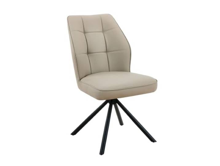 Hela Tische, Esszimmerstuhl Braga, Bezug Echleder Cappuccino (Top-Grain), XL Sitzbreite, 360° drehbar, Vierfußstuhl, Rundrohrgestell, 120kg belastbar