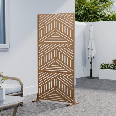 Lirago Metal Privacy Screen Freestanding Outdoor Divider Rust-Proof Galvanized Steel Decorative Fence Panel