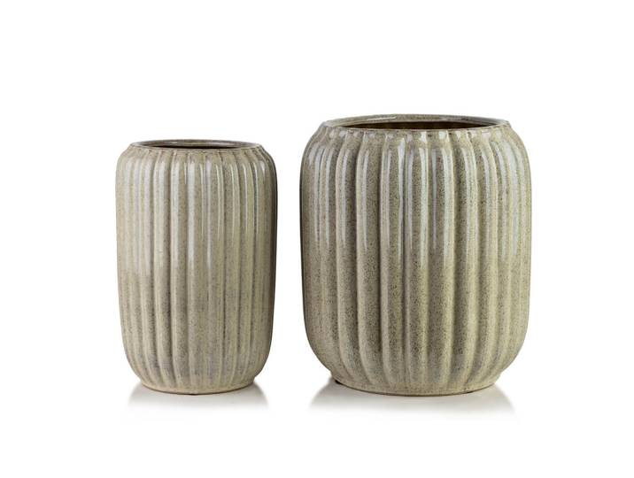 Mondex Blumentopf Neva 2er Set Beige 40/40/44 cm Keramik, 40x44x40 cm, Dekoration, Blumen & Blumentöpfe, Übertöpfe