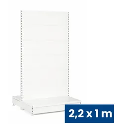 Verkaufsregal beidseitig, volle Wände, 2200 x 1000 x 900 mm, Grundregal, weiß