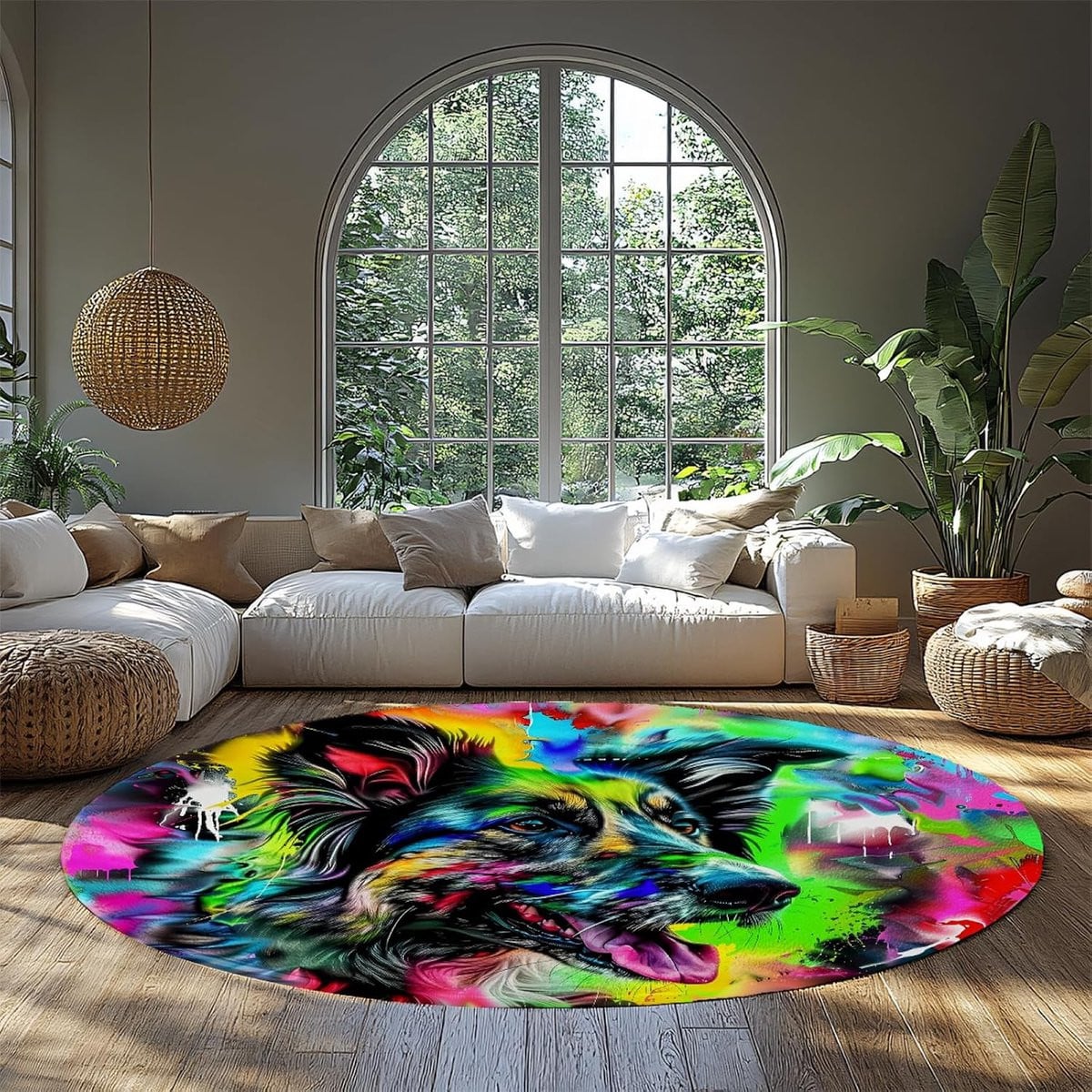Rond Tapijt Levendig Pop Art Design - Abstract Modern Vloerkleed - Diameter: 200 cm