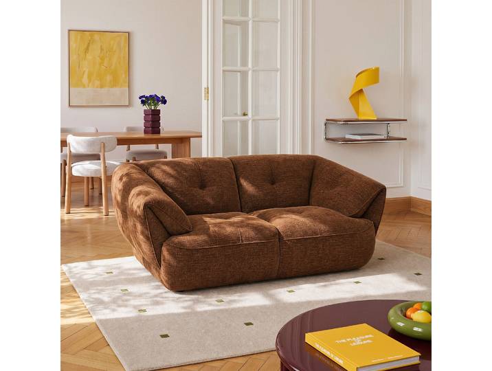 HABITAT - Canapé 2 places en tissu - Marron chocolat - Cyriel