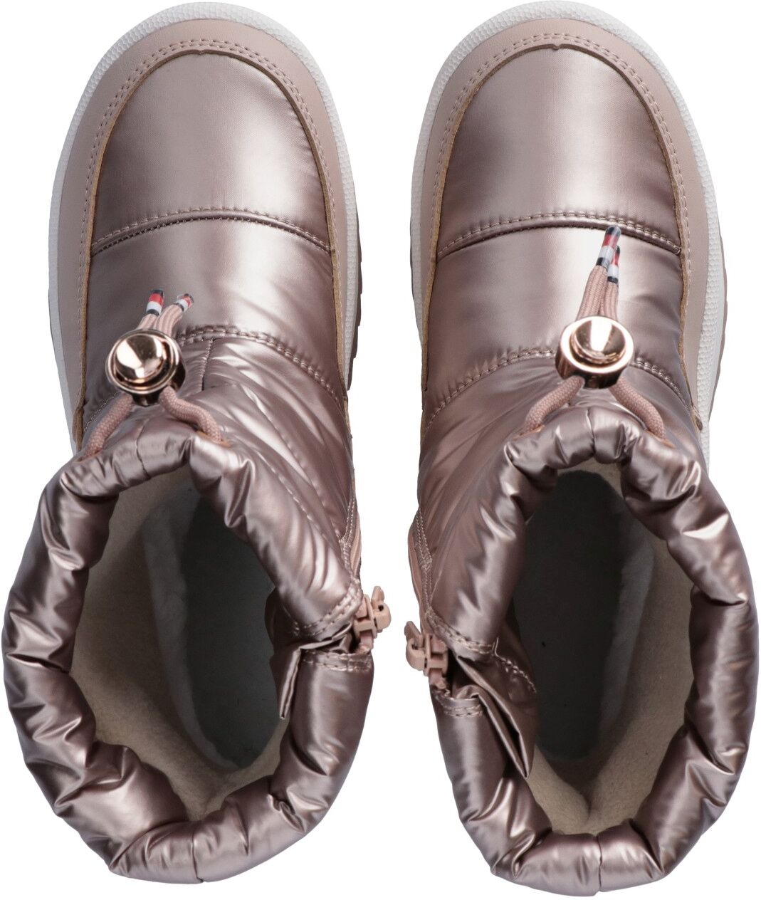 Winterboots TOMMY HILFIGER, Mädchen, Gr. 38, wärmend, rosa (rosé, metallicfarben), Lederimitat, Textil, Basic, Schuhe Winterboots, Moonboots, Snowboots mit praktischem Schnellverschluss