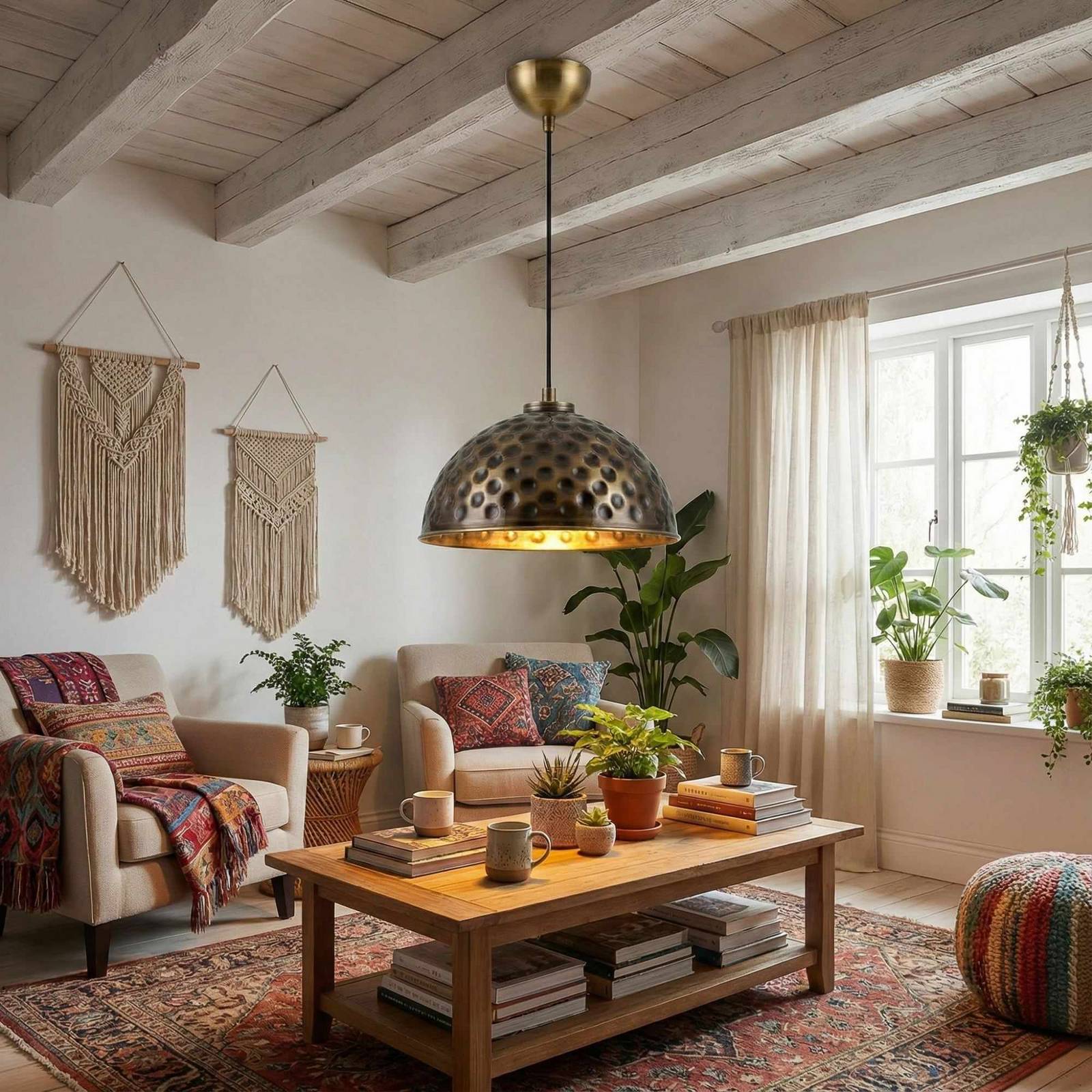 Hängelampe ECHO Opviq, dimmbar, bronze / altmessing, für Wohn- / Esszimmer, Metall, Pendelleuchte