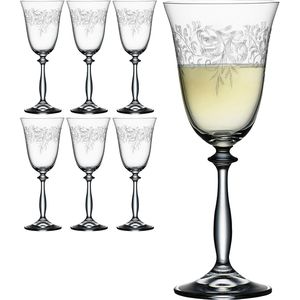 Bohemia-Cristal Weingläser Romance 010181002, Weißweingläser aus Kristallglas, 250ml, 6 Stück