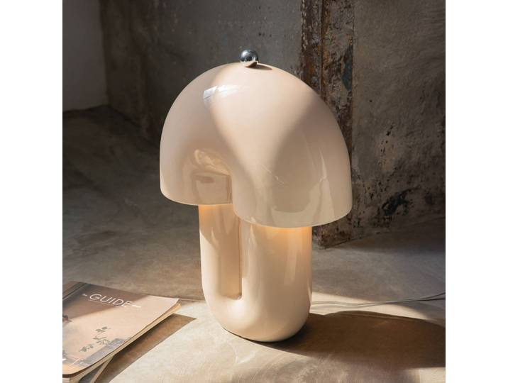 Maytoni LED Tischlampe Hope, dimmbar, creme / amber, für Wohn- / Esszimmer, Keramik, Skandinavisch, LED Tischlampe