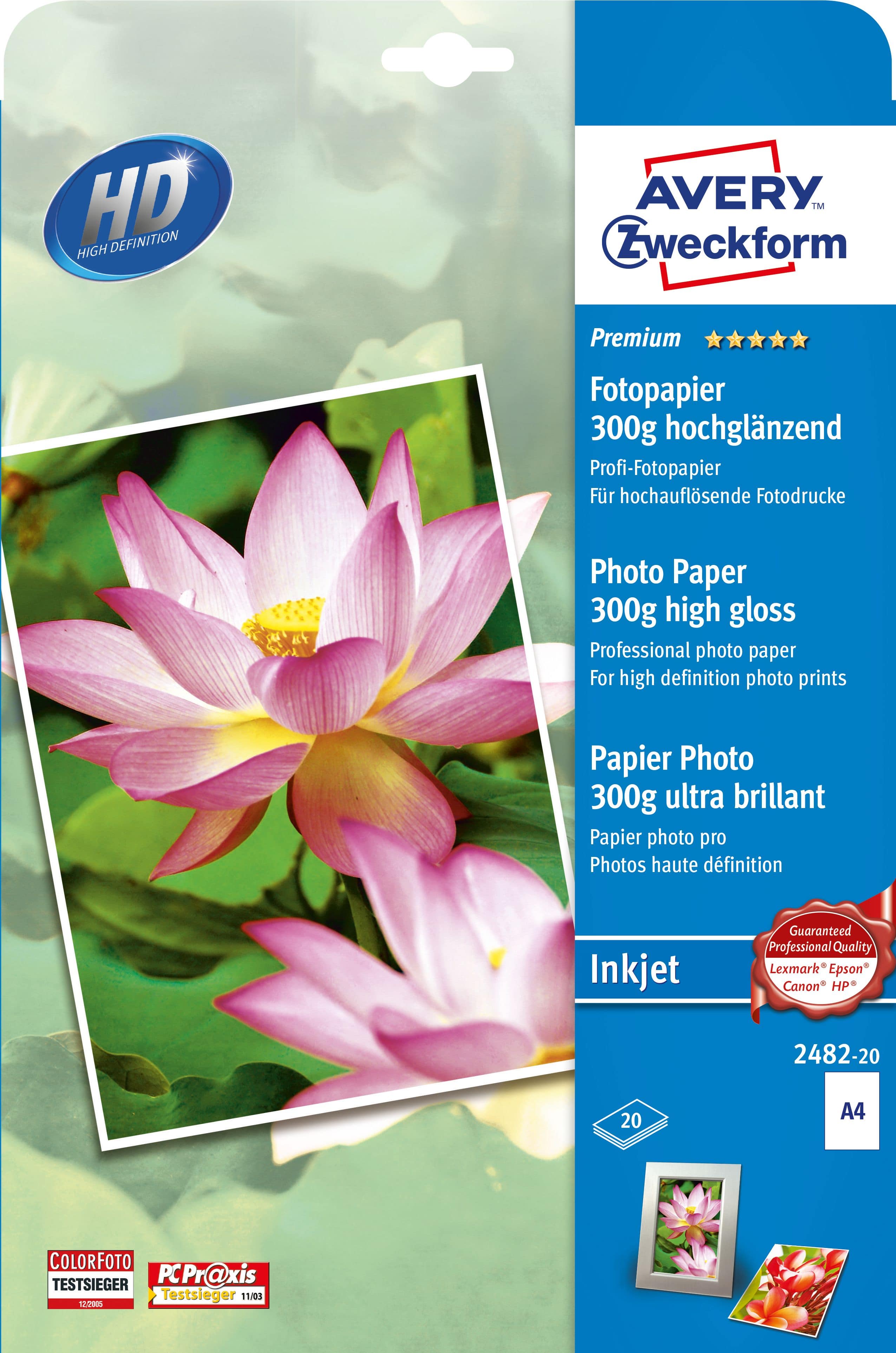 Avery Premium Inkjet, A4, 300g 2482-20