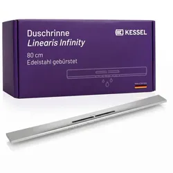 KESSEL Duschrinne Linearis Infinity aus Edelstahl V4A 45200.08 bodengleiche Design-Duschrinne, individuell verlängerbar, 800 mm, Edelstahl gebürstet