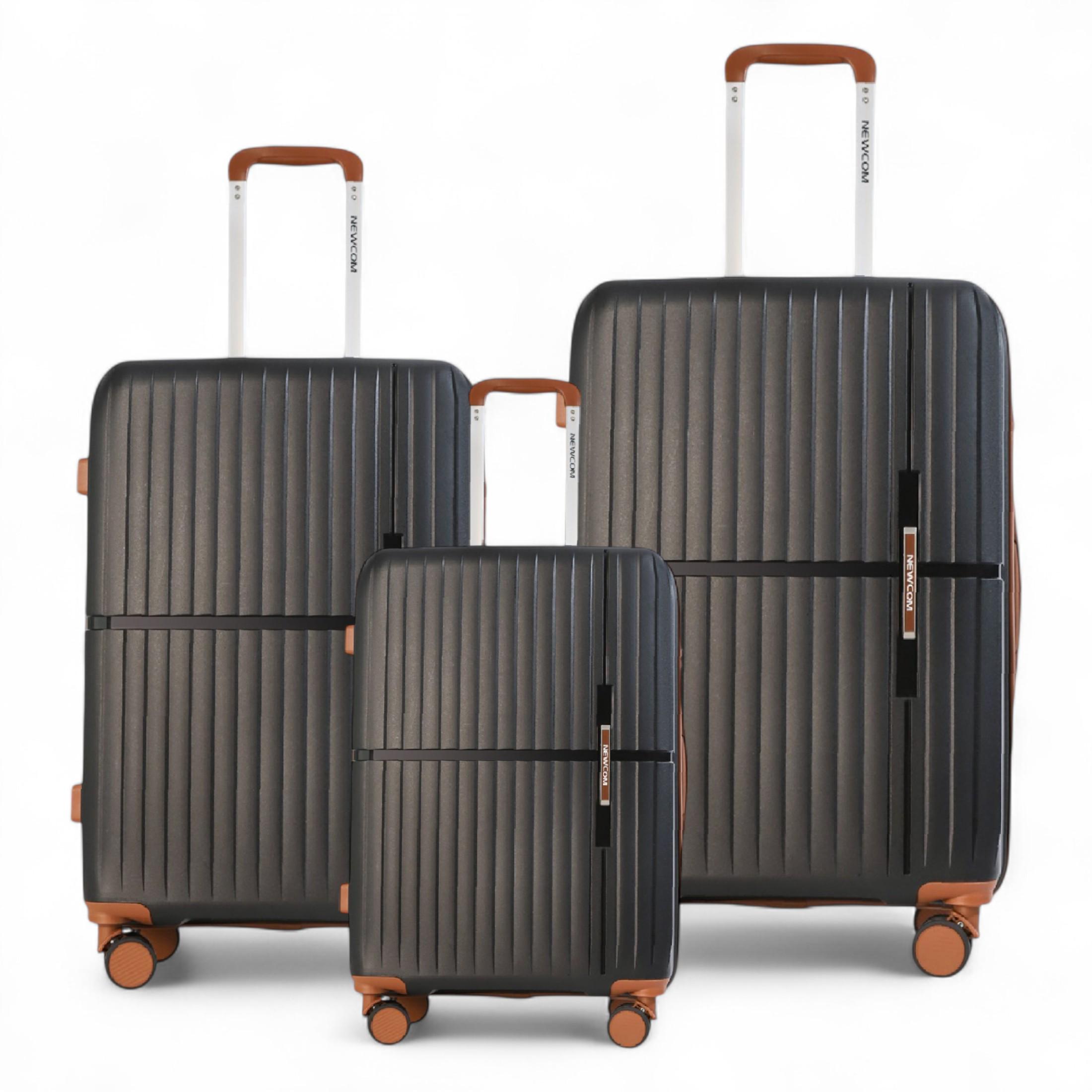 Hartschalenkoffer Schwarz Robuster 8-Rad-Handgepäck-Reisekoffer für den Urlaub