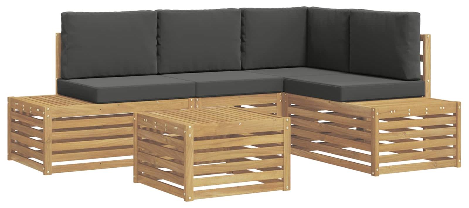 vidaXL Outdoor-Sofagarnitur mit Kissen 5 Stück Weiß und Anthrazit