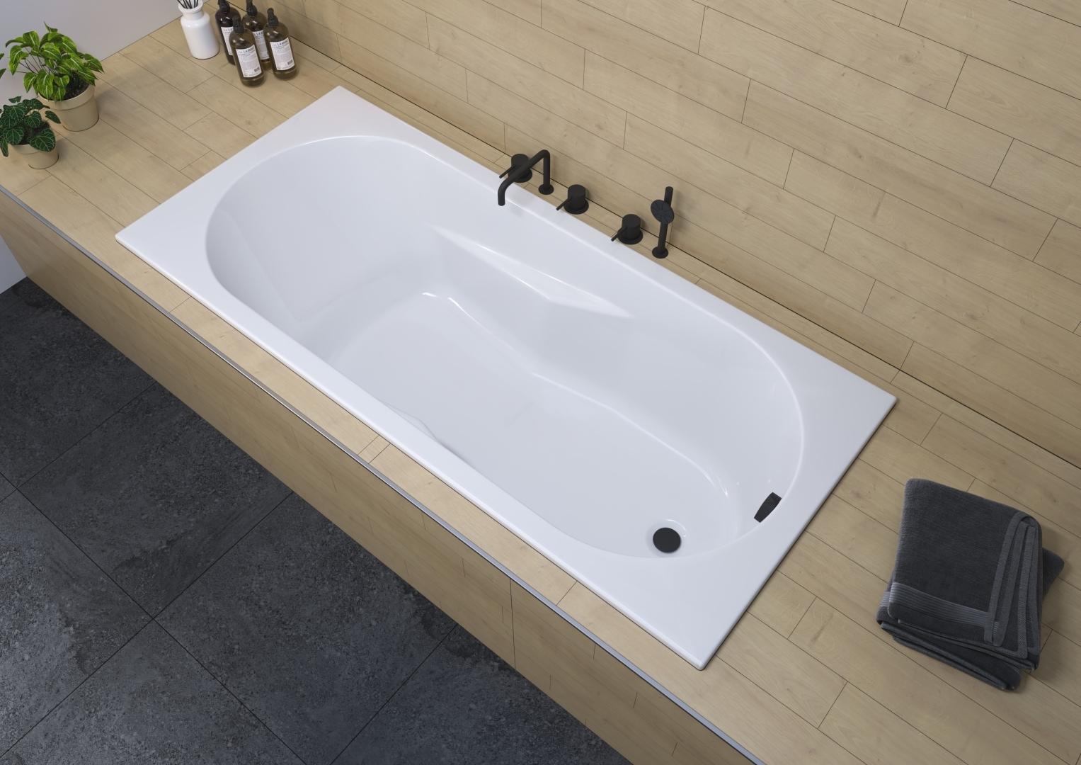 RIHO Lazy Rechteck-Badewanne, Einbau, 1-Sitzer, schmaler Rand, weiß glänzend, B081001005