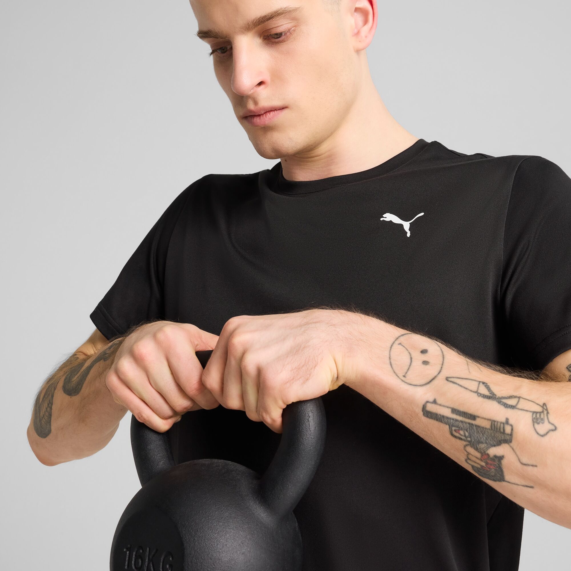 Trainingsshirt PUMA "M TAD ESSENTIALS SOLID CAT TEE LC SMALL CAT", Herren, Gr. XXL, schwarz (puma schwarz), Jersey, Obermaterial: 100% Polyester, regular fit normal, Rundhals, Shirts Trainingsshirt, ergonomischer Schnitt, Kurzarm, Trainings-T-Shirt puma s