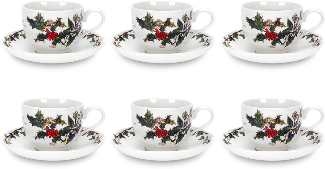 Portmeirion, The Holly and the Ivy - Teacups & Saucers White 200ml